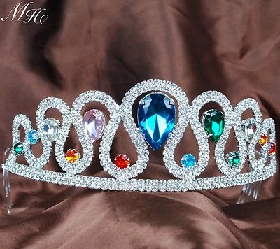 Impresionante Tiara con Peines para el Pelo Estrás Boda Novia Corona Desfile Baile de graduación Fiesta Foto 1 de 4