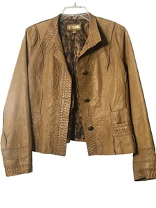 Wilsons Leder Damen Jacke Artisan braun Knopfleiste & Handgenäht Allover - Bild 1 von 14