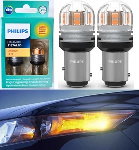 Philips Ultinon LED Light 1157 Amber Orange Two Bulbs Front Turn Signal Upgrade - Picture 1 of 14