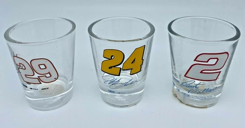 NASCAR SHOT GLASS #24 Jeff Gordon, #29 Kevin Harvick, #2 Rusty Wallace, New Cover