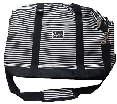 Bolso de Viaje Simplily Co Fin de Semana Llevar durante la Noche Negro Blanco Rayas Talla Grande Foto 1 de 4