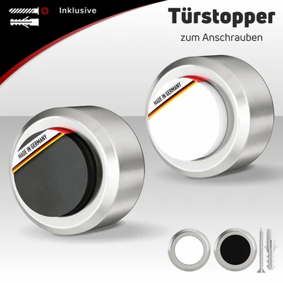 Türstopper Edelstahl Wandpuffer Türpuffer zum Schrauben Ø30mm Gummi Schwarz/Weiß - Bild 1 von 4