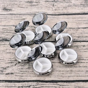 Round Metal Pill Box 3 Compartments Medicine Tablet Holder Portable Pill Case - Picture 1 of 21