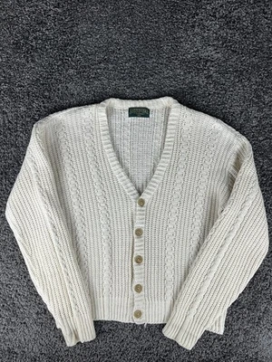 Cárdigan vintage tejido con cable American Eagle para hombre 100 % algodón blanco talla grande Foto 1 de 4