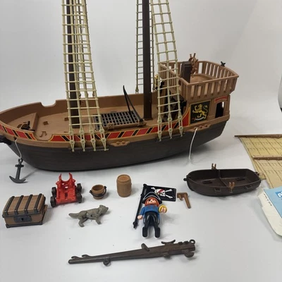 Rare Vintage PLAYMOBIL 3053 Pirate Ship Boat Incomplete Lot Accessories - Image 1 of 4