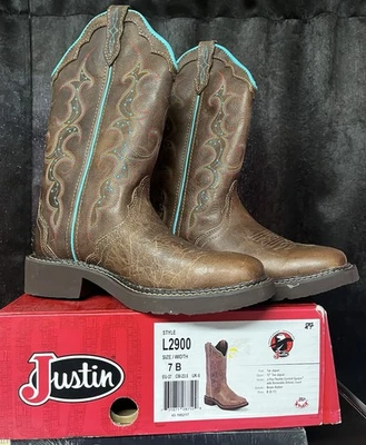 Justin Gypsy Raya Mujer Agua Búfalo Marrón Tubería Botas Talla 8.5 B, Nuevas. Foto 1 de 4