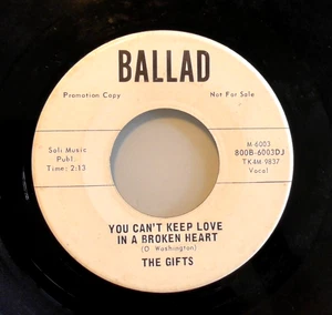 NORTHERN SOUL -The Gifts - You Can't Keep Love In A Broken Heart - 1966 PROMO 45 - Picture 1 of 2