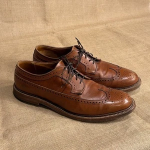 Alden Longwing Blucher Shoe Men 10.5B Narrow Brown Leather Brogue Shell Cordovan - Picture 1 of 14
