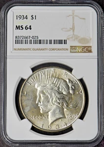 1934 Peace Silver Dollar - NGC MS64 - ✪COINGIANTS - Picture 1 of 2