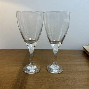 Pasabahce Twisted Stem Wine Glasses 8” Set Of 2 Clear Glass - Picture 1 of 11