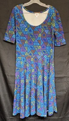 Vestido para mujer LuLaRoe Nicole multicolor estampado geométrico talla XL USADO EN EXCELENTE ESTADO Foto 1 de 3