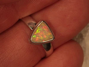 SZ 7.5 Faceted Opal Ring 925 Sterling Silver Ethiopian Welo Fire Opal 5 6 8 9 10 - Picture 1 of 2
