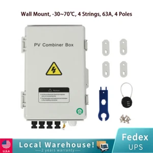4 String Solar Combiner Box PV Combiner Circuit Breaker 63A For Solar Panel Kit - Picture 1 of 21