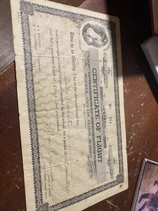 Certificate of Flight Hialeah Airways Flying School February 1925 Very RARE - Picture 1 of 1