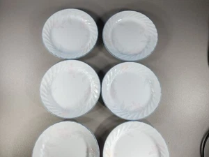 Corelle Pink Trio Swirl Salad/Dessert 7" Plate Set of 6 Corning USA - Picture 1 of 8