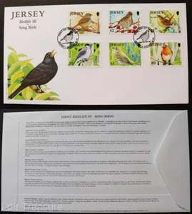 Jersey Stamps: "Birdlife III - Song Birds" 6 Value Set First Day Cover 2009 - Picture 1 of 3
