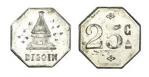 O836, Frankreich, um 1900 Zinnmedaille, Imkerei, Bienenstock, französische Notwendigkeitsmünzen - Bild 1 von 3