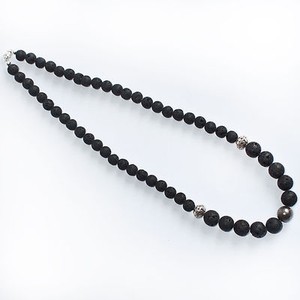 Necklace of Lavastone with Meteorite Gibeon bead 