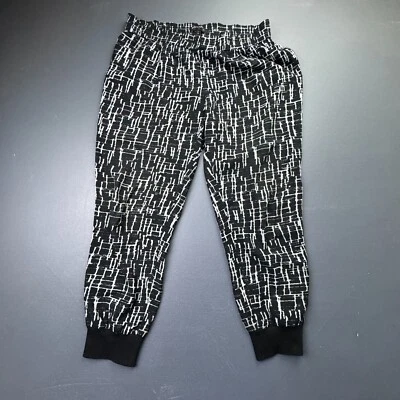 Banana Republic Women’s Jogger Pants Medium Petite Black White Abstract Print Vi - Image 1 of 4