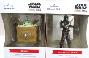 Two Hallmark Ornaments, Grogu and The Mandalorian Baby Yoda Star Wars - Picture 1 of 5