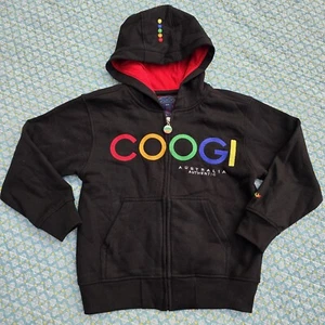 Coogi Full Zip Hoodie Sweatshirt Embroidered Black Colorful Vtg 90s Y2K Kids 5/6 - Picture 1 of 7