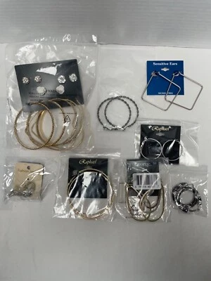 Statement piece 7 hoop earring Christmas bundle, 3in hoop, square, n more` - Image 1 of 4