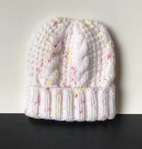 Brand New Knitted Twinkle White/Multi Spots Baby’s Girls Hat Size Newborn - Picture 1 of 2