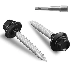 Metal Roofing Screws #10 × 1 1/2 Inch, 64pcs 10 x 1.5" Black, 1lb per box  - Picture 1 of 6