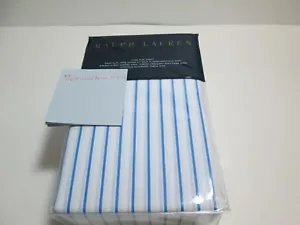 NUEVA Hoja Plana Ralph Lauren Prescot Stripe King ~ Rayas Azul y Blanco $215 - Imagen 1 de 5