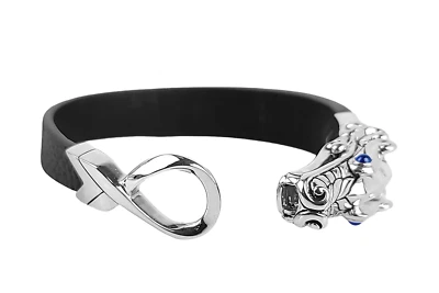 BRAZALETE JOHN HARDY LEGENDS NAGA CUERO PLATA ZAFIRO AZUL TALLA M NUEVO 208B Foto 1 de 4