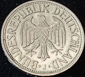 *XF+/AU-Crisp Edge* 1956 J Germany Federal Republic 1 Mark, km110 -Copper/Nickel - Picture 1 of 3