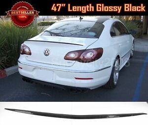 47" Universal Tape on Glossy Black Rear Trunk Deck Lip Spoiler Wing For Dodge