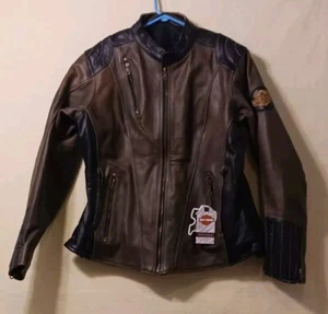 Harley Davidson Mens Triple Vent Brown Black Leather Jacket XXL NEW WITH TAGS - Picture 1 of 20