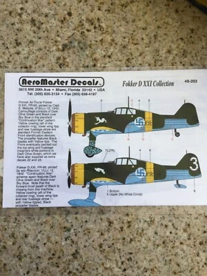 Aeromaster Decals 48-203 Fokker D-XXI decals in 1:48 Scale - Image 1 of 2