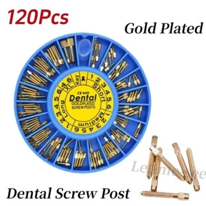 120PCS Dental Endodontic Screw Posts Gold Plated Titanium Kit &2Key Conical Pins - Picture 1 of 6
