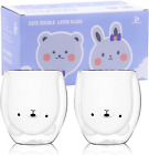 Cute Bear Mugs Set Of 2 Cute Cups Bear Tea Coffee Cup 8.5Oz Milk Cup Double Wall