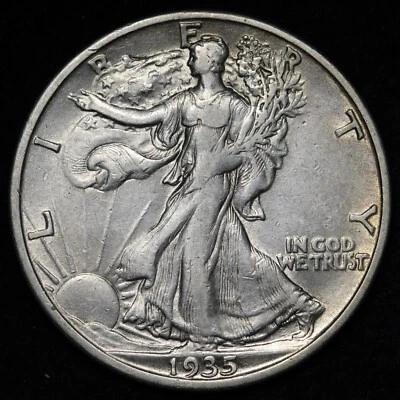 1935-S Walking Liberty Silver Half Dollar AU E306 T - Image 1 of 2
