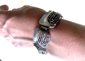 Vintage  brutalist sterling silver  modernist design Italian? bracelet - Picture 1 of 16