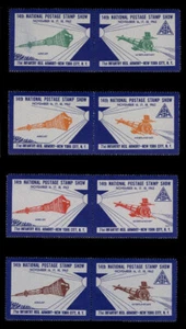 ASDA STAMP SHOW LABELS - 1962, PERFORATED, SET OF 8 (4 INVERTED PAIRS) - Picture 1 of 3