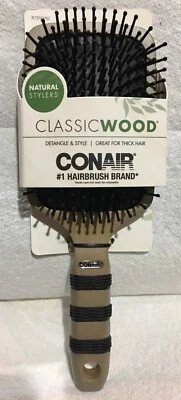 Conair #1 Hairbrush Brand 87310HU  (1) Classic Wood Paddle brush Detangle &Style - Image 1 of 2