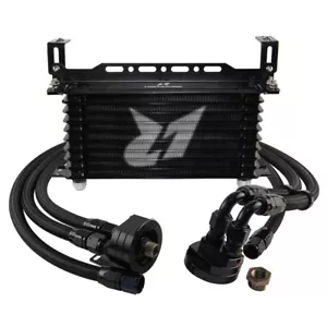 10 Row AN10 Oil cooler Trust w/Bracket+Filter Relocation Adapter Hose Kit Black - Picture 1 of 11
