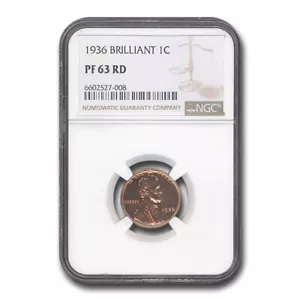 1936 Lincoln Cent PF-63 NGC (Red, Brilliant) - Picture 1 of 3