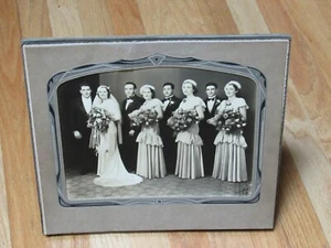 1930’s Wedding Party Portrait Photo by Voorhies,S. J, Heavy Frame - Picture 1 of 7