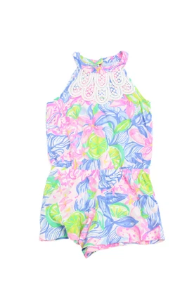Mameluco floral bordado cuello redondo blanco talla múltiple 6-7 Lilly Pulitzer para niñas Foto 1 de 4