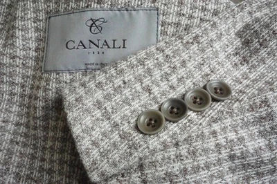 Canali 1934 CURRENT Cotton Blend Beige Gray Woven LIGHT Sport Coat Jacket 46R - Image 1 of 4