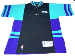 VINTAGE 1990s Charlotte Hornets Starter Authentic Shooting Warm Up Polo Size M - Picture 1 of 8