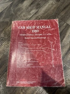 1989 Ford Car Shop Manual Tempo Topaz Escort 1 of 2 Body Chassis Electrical - Foto 1 di 3
