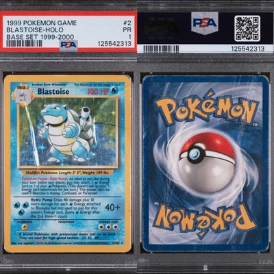 🔥 PSA 1 POOR BLASTOISE HOLO RARE | BASE SET 4TH PRINT 1999-2000 2/102 🔥 - Image 1 of 4
