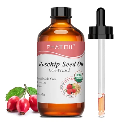 Organic Rosehip Seed Oil for Face 4Oz/118Ml, USDA Certified Organic Pure and Nat - Image 1 of 4