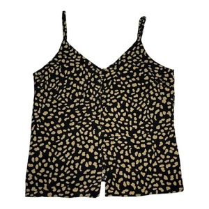 NWT Leopard Print Sanctuary Essential Button Front Tank Top V Neck Women's Large - Picture 1 of 4
